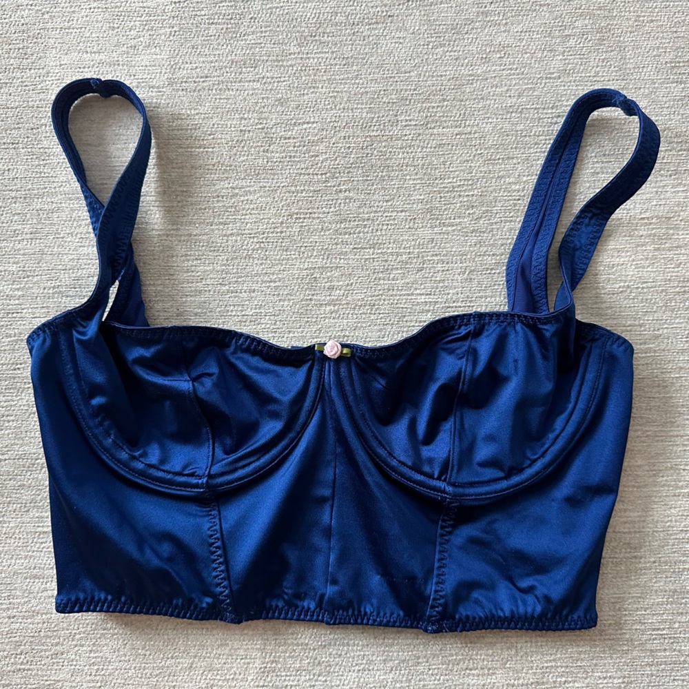 Skims Stretch Satin Corset in Neptune